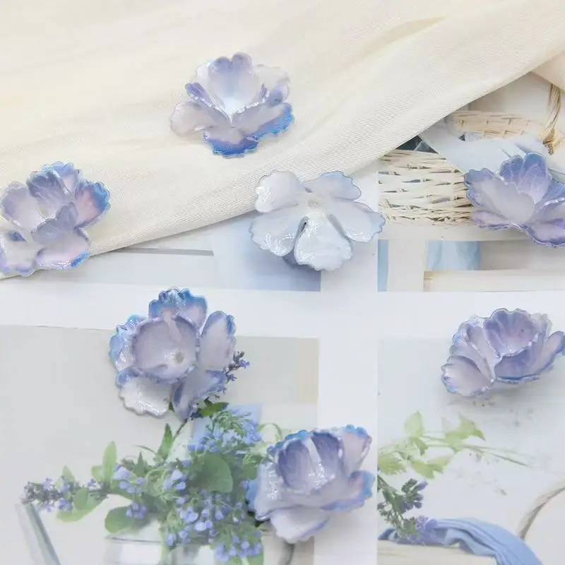 

26,9 мм ювелирные аксессуары «сделай сам», термоусадочная синяя двухслойная заколка для волос с цветком, головной убор, полуфабрикаты ручной работы