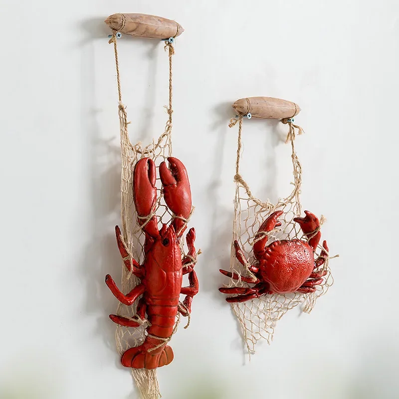 Mediterranean Style Seafood Model Decor Simulation Lobster Crab Ornaments Restaurant Hanging Pendant Decoration Home Accessories