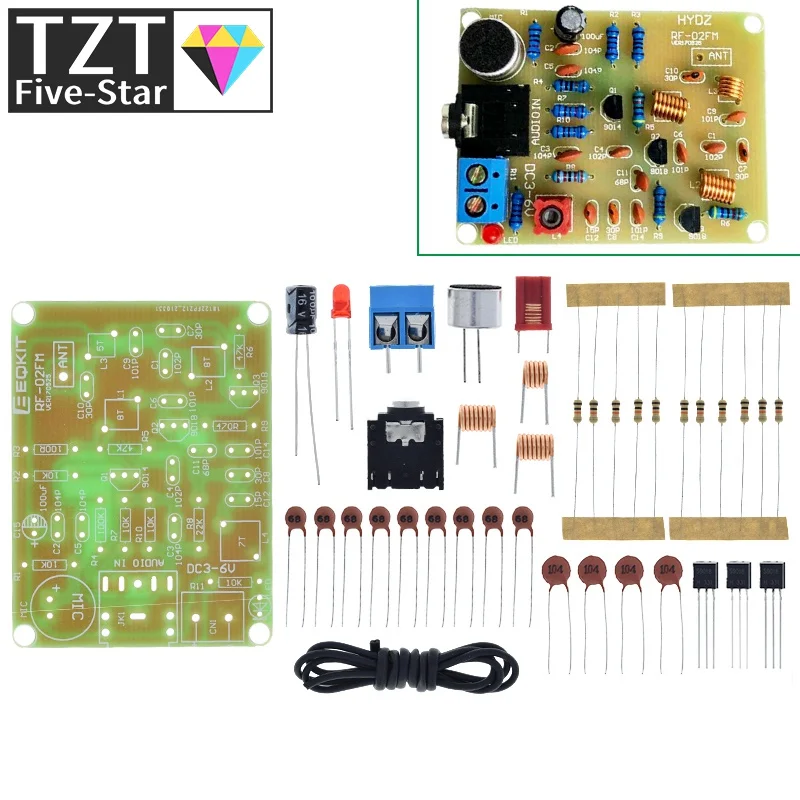 TZT 88-108MHz FM Frequency Modulation Wireless Microphone Module DIY Kits Transmitter Board Parts DC 3-6V FM Transmitter Module