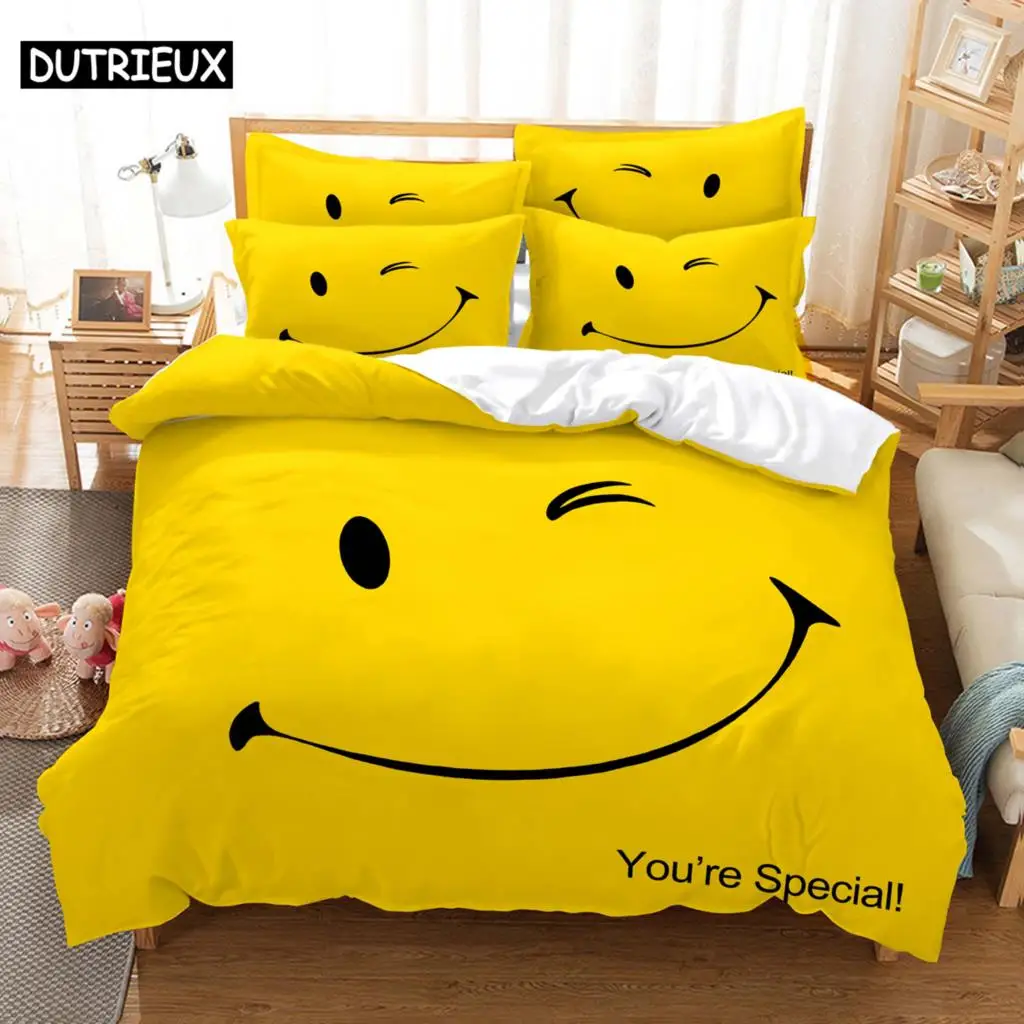 

Smiling Face Bedding Set Duvet Cover Set 3d Bedding Digital Printing Bed Linen Queen Size Bedding Set Fashion Design