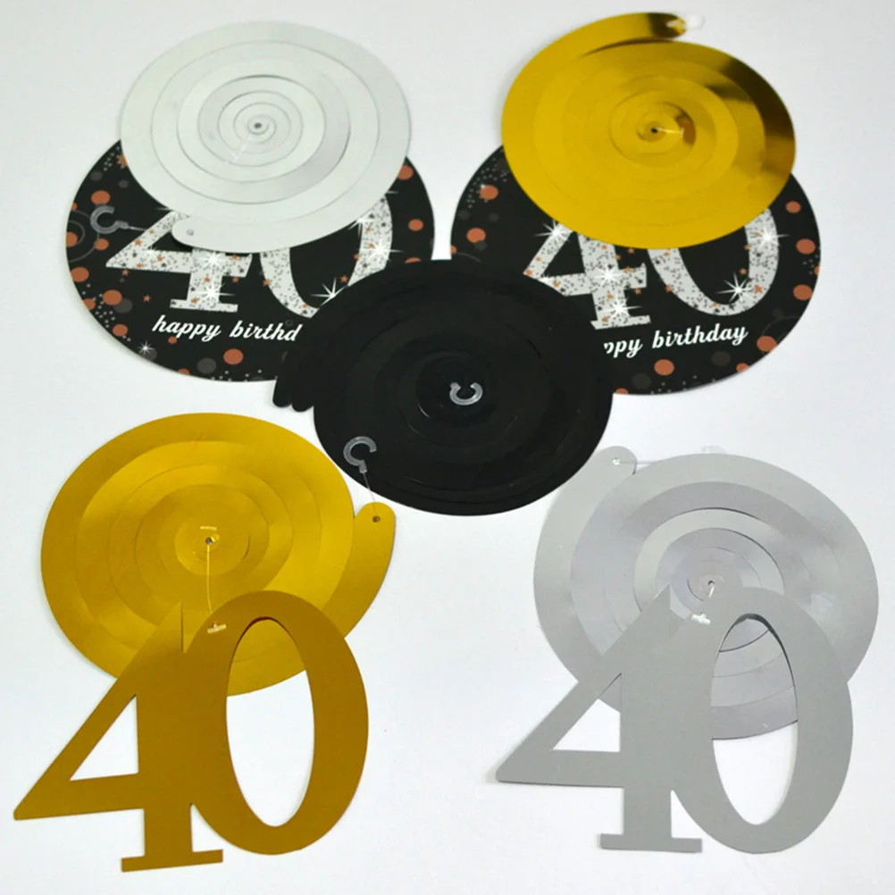 

12pcs Birthday Decorations 40Th Birthday Hanging Swirl Waterproof Pvc Swirls Paper Cards Party Background Easy Storage Party