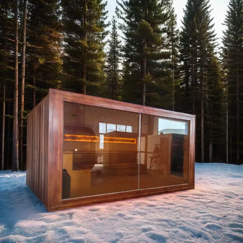 Sauna Manufacturers Hot Sale Large Luxury Square Outdoor Sauna Room for 6-10 People