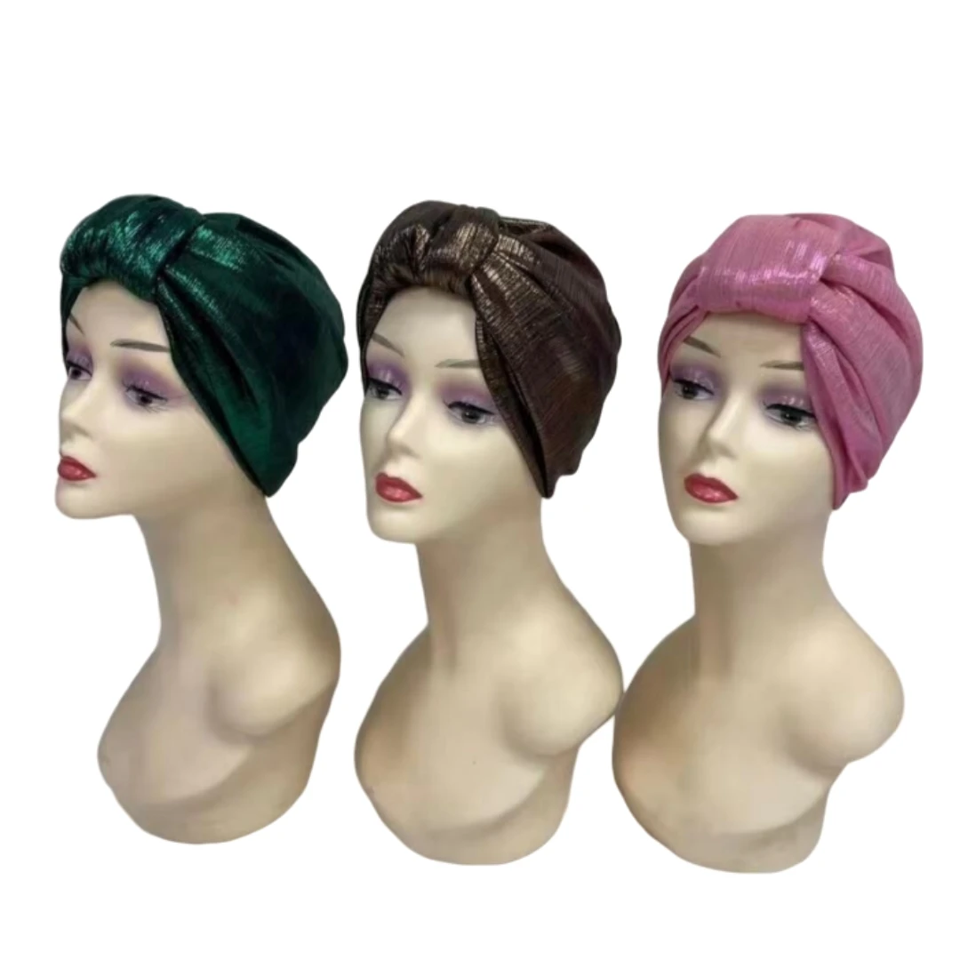 A Dozen Gorgeous Turban Hats Women Hijab For India Hat Scarves Head Wrap Headband Lady Girl Hair Accessories 12pcs/pack