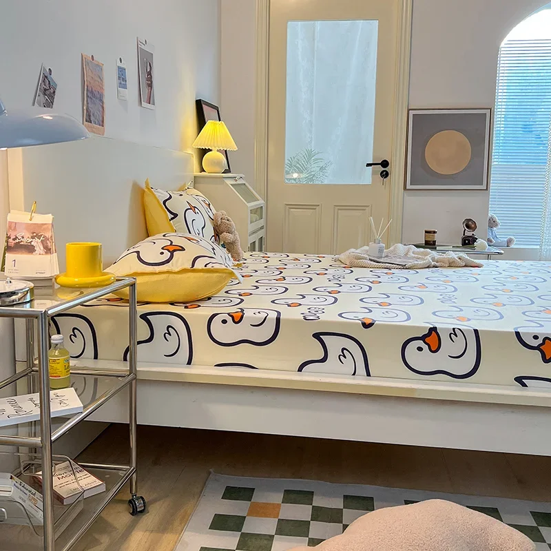 Yaapeet-ropa de cama con estampado de pato para niños, con bandas elásticas sábana ajustada, colchas, fundas de colchón ajustables, Sábana de cama