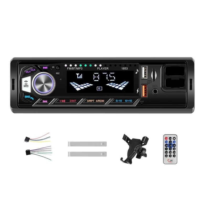 Car Radio Bluetooth Single Din Car Stereo, 1 Din Car Audio With Phone Holder, Support FM/MP3/AUX/USB/TF Card