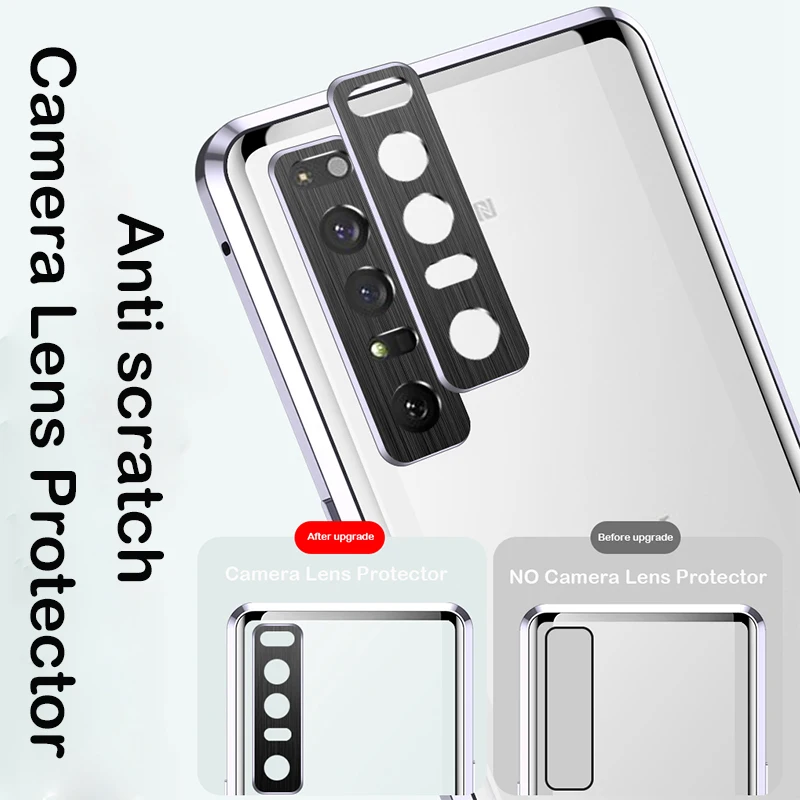 360 Full Magnetic Case For Sony Xperia 10 iii 1 iii Phone Case 5 I V Aluminum Metal Bumper Tempered Glass Camera Protector Cover