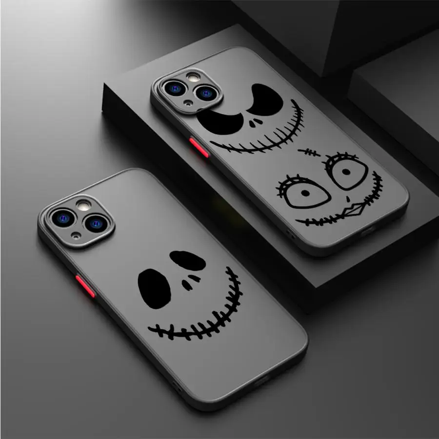 디즈니 잭 스켈링턴 만화 블랙 폰 케이스 (애플 아이폰 13 미니 12 13 11 17 프로 맥스 17에어 15 16 14플러스 7 8 XS 맥스 소프트)