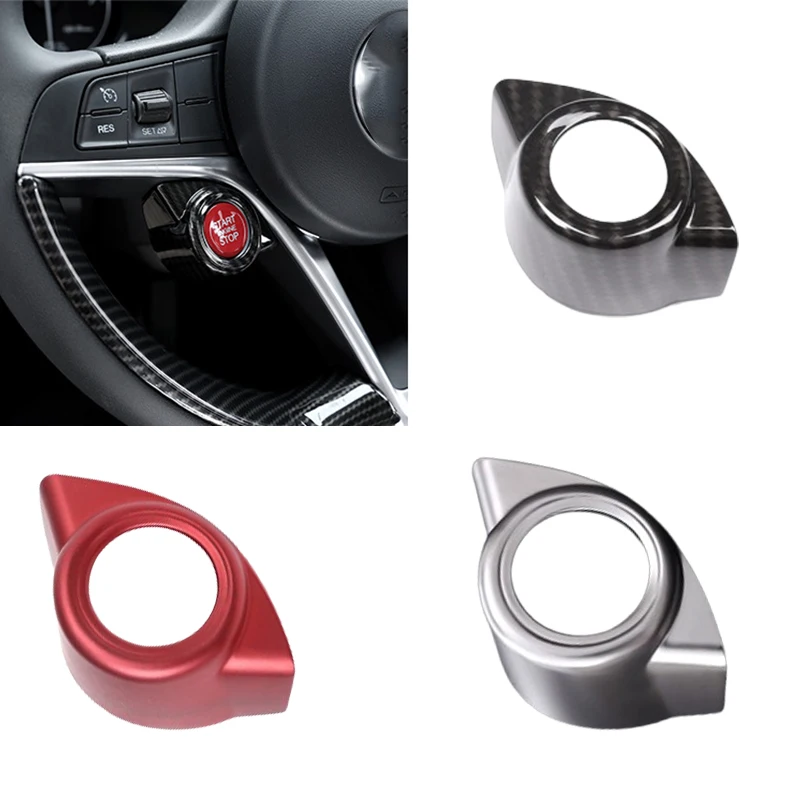 Car Ignition Switch Engine Start Stop Button Decoration Shell Cover Trims For Alfa Romeo Giulia Stelvio 2017 2018 2019