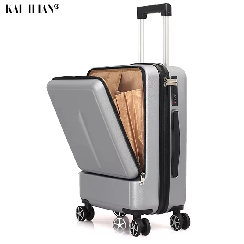 New Fashion 24 Inch Front Pocket Rolling Luggage Trolley Password Box 20' Boarding Suitcase Women Travel Bag Trunk luggage bag