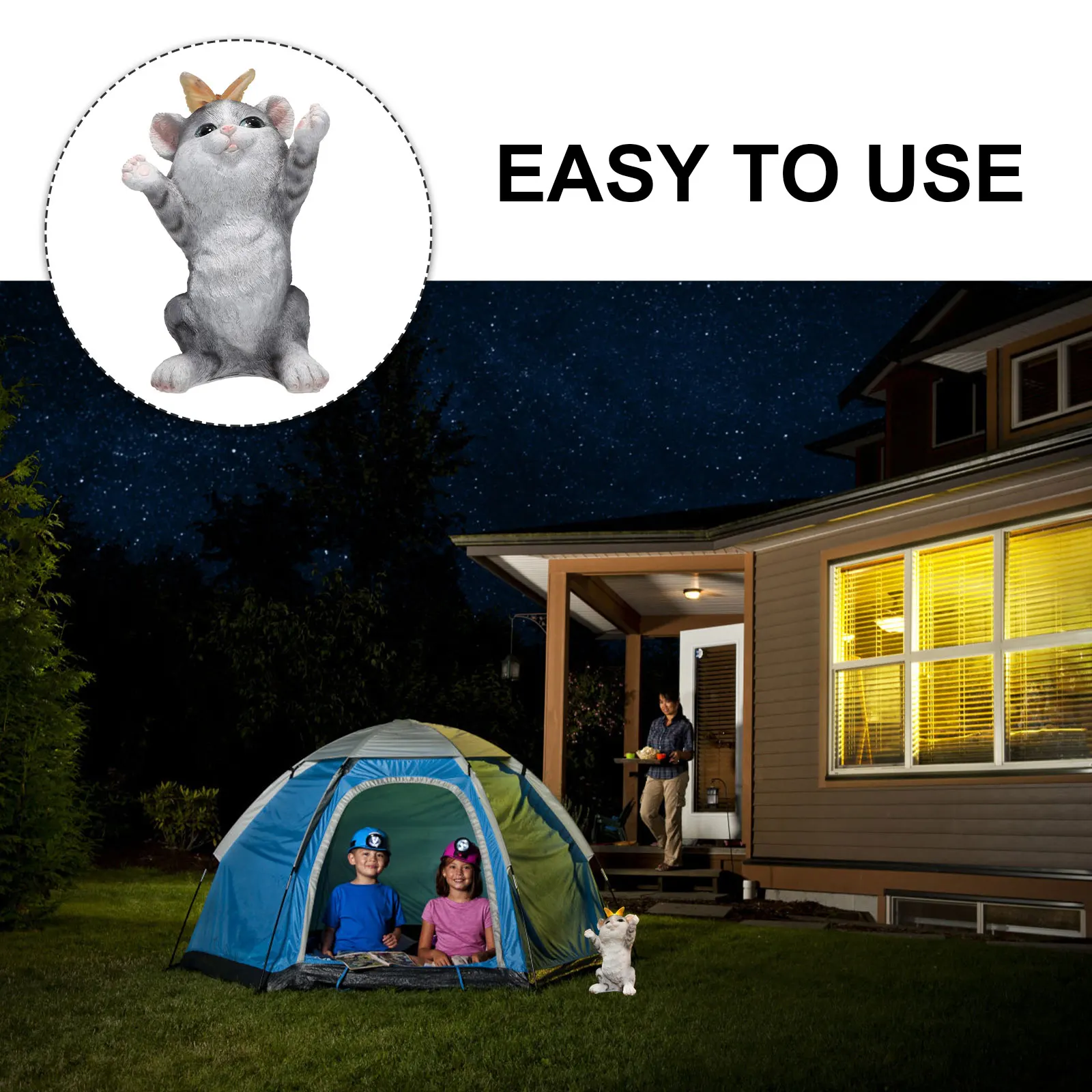 

Resin Cat Solar Lamp Decor Outdoor Garden Lawn Adornment Solar Energy Light Figurines Lovely Decoration Yard Warm Ambiance Gift