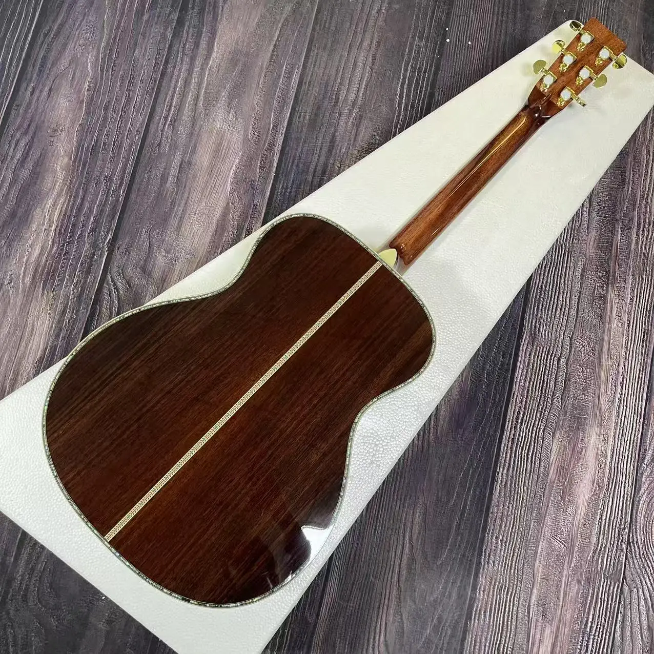 جيتار صوتي من الخشب الصلب مقاس 40 بوصة من سلسلة OM45 من الخشب الصلب باللون الأصفر #6