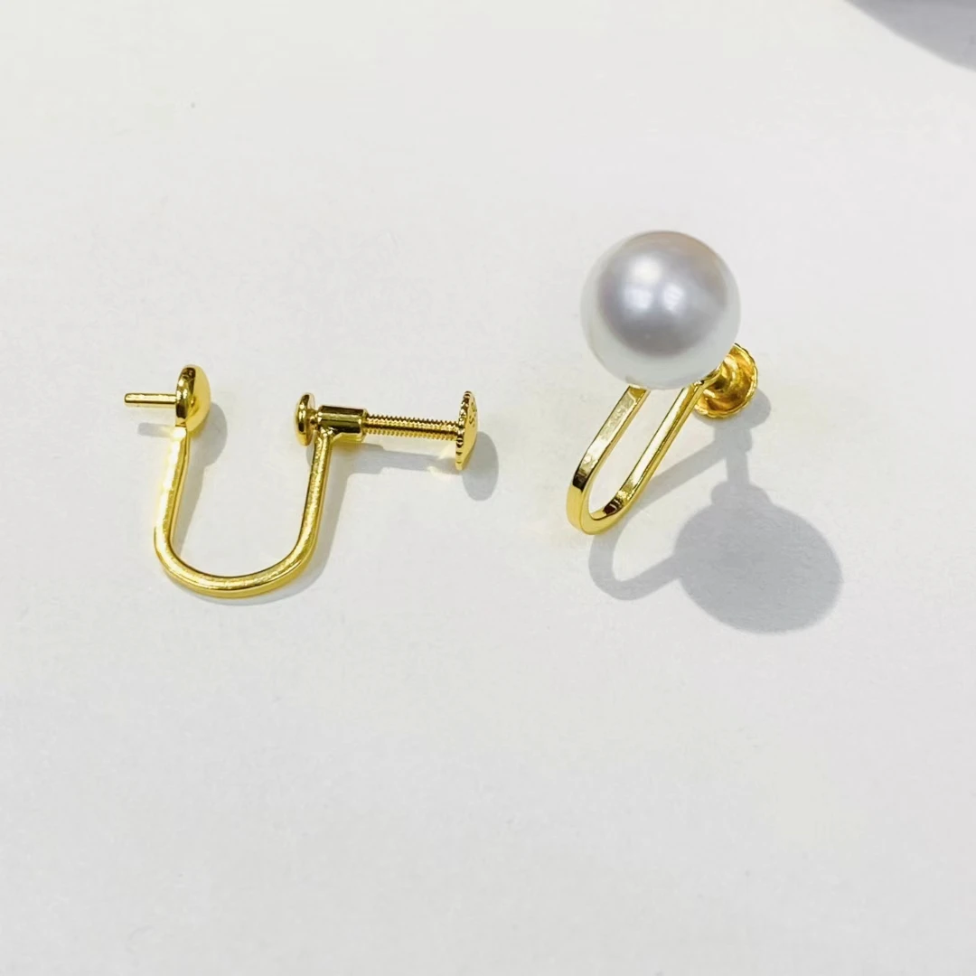 

Wholesale S925 Sterling Silver Earrings Clip Mount Findings Settings Base Mounting Parts Accessory for 9-10mm Pearls 5 pairs/lot