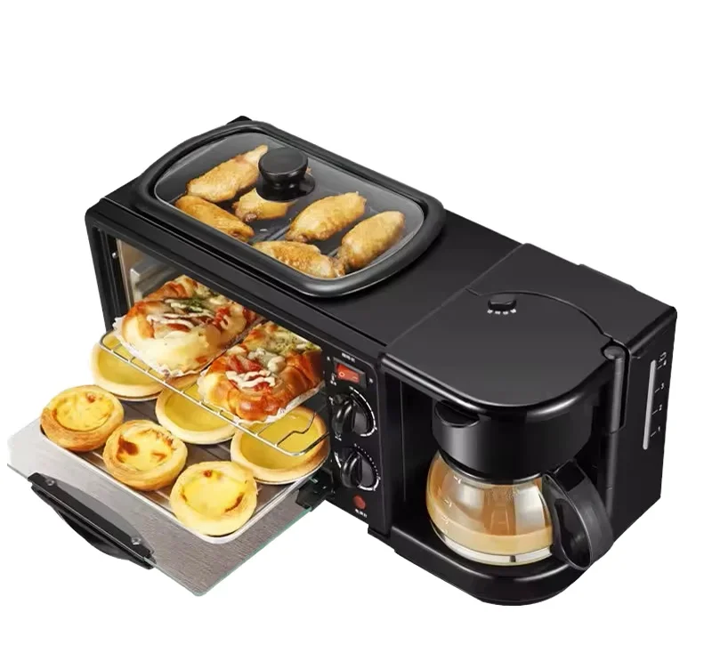 

Automatic three-in-one breakfast machine multi-functional home electric coffee toaster oven wholesale