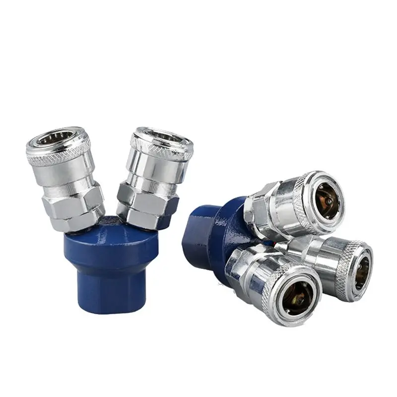 【~-nouveau-a43i】collecteur-de-compresseur-d'air-a-connexion-rapide-2-voies-3-voies-raccord-de-couplage-multi-tuyaux-a-connexion-rapide-modele-rond-deux