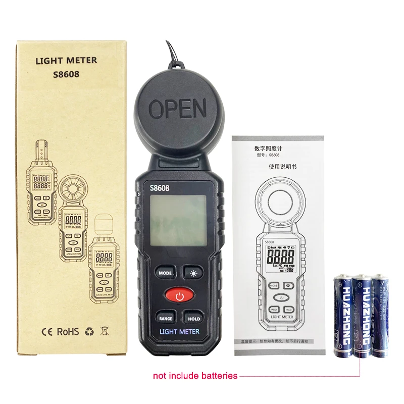 Digital Illuminance Light Meter Tester 200,000Lux Meter Luxmeter Lighting Intensity Brightness Measurement Tool Photometer