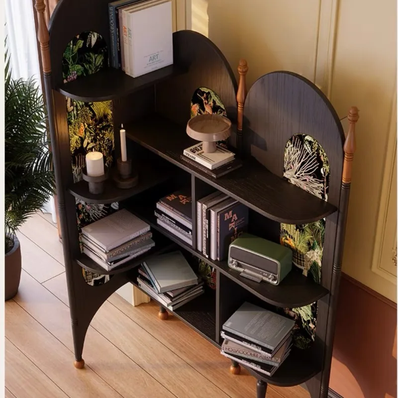 خزانة زاوية من العصور الوسطى، شقة صغيرة لغرفة المعيشة، حامل ثلاثي القوائم من خشب الرماد الفرنسي، رف كتب للدراسة بجوار خزانة عرض الأريكة