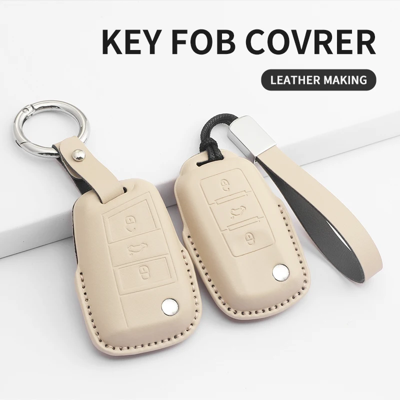 

Leather Car Key Case Cover Protector Shell Fob Accessories For VW Volkswagen Lavida Golf 7 MK7 Tiguan MK Polo Tiguan Passat