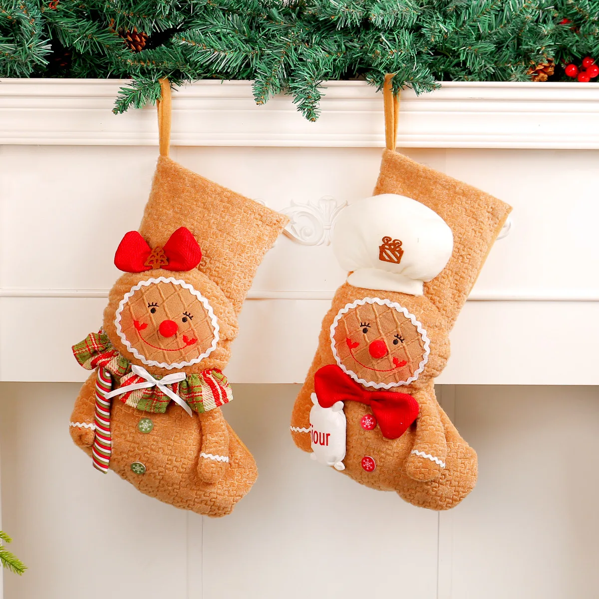 Christmas Gingerbread Man Doll Series Fabric Long Legs Window Ornaments Christmas Decoration Christmas Stocking Hanging Ornament