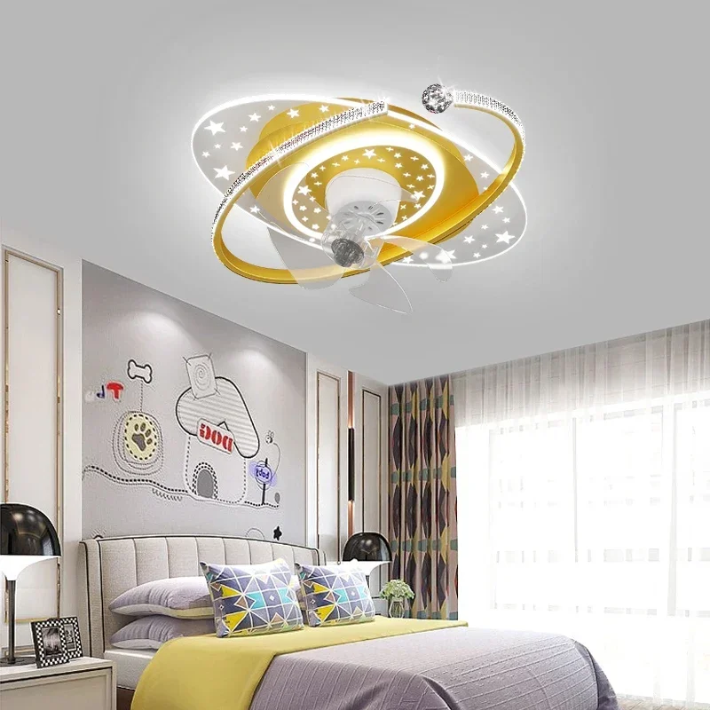 Chandelier shaking head suction ceiling fan light Dining room bedroom study home quiet with fan one 360 degree ceiling fan LED