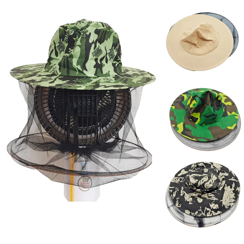 Net Mesh Face Protector Cap Insect Bee Mosquito Resistance Sun Fish Hat Bee Hat and Veil with Hinged Closure