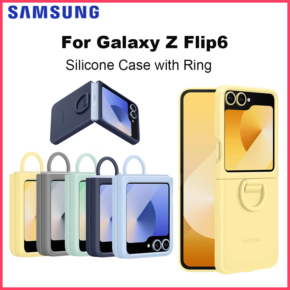 

Original Samsung Galaxy Z Flip6 Silicone Case with Ring for Galaxy Z Flip6 Silicone Protective Case Shockproof EF-PF741