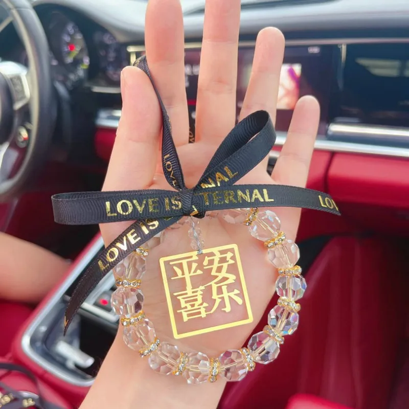 Same Style Automobile Hanging Ornament Ping An Xi Le Crystal Car Pendant Ornaments Inside Car Rearview Mirror Decora Safe Chamrs