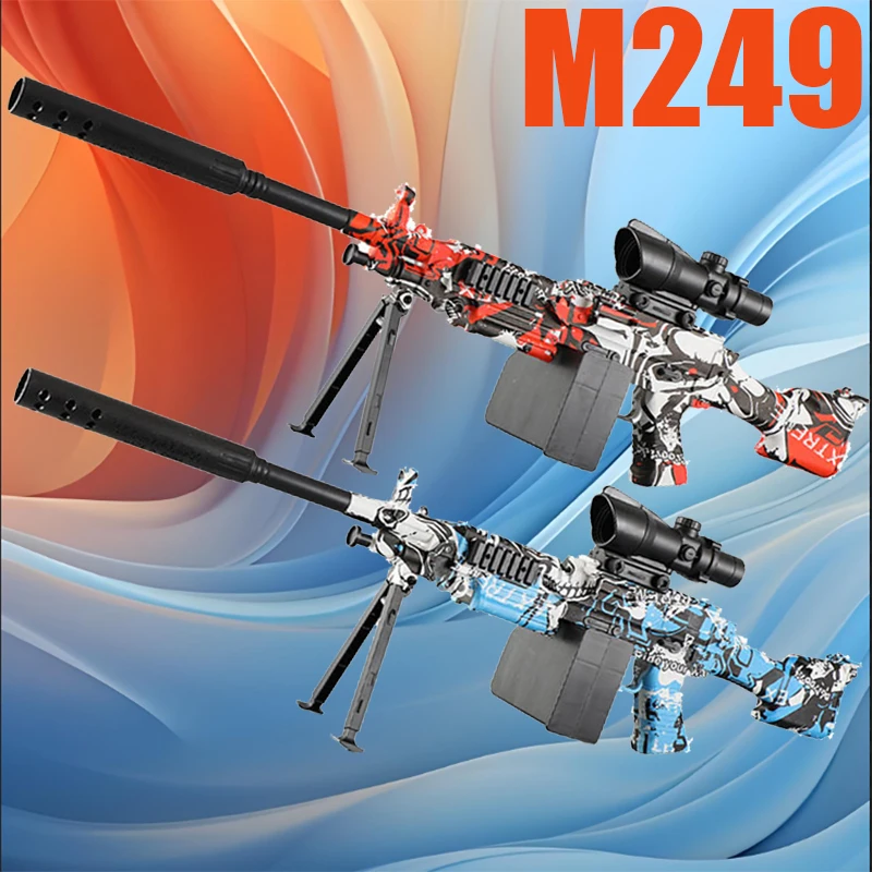 Nouveau modèle de pistolet jouet à Gel électrique M249, cadeau de fête des enfants pour garçon avec batterie 3.7V et câble de chargement USB