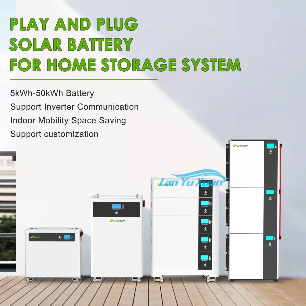 Bateria de lítio solar de 51.2v 15kwh, BMS LiFePO4 integrado