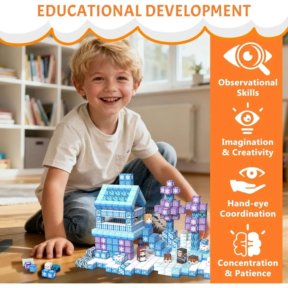 Magnetic Building Blocks Set - 300 Pieces for Kids, Montessori STEM Toys, Ideal Gift for Ages 3-12