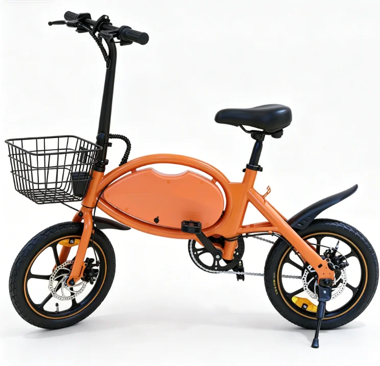HEZZO T8pro Foldable Electric Bike for Adults 48V 500W Peak 750W Brushless Motor 16Inch Carbon Steel E-Bike 10.4Ah Lithium Battery 16Mph 22Mph Range Dual Disc Brakes LED Headlight Commuter Folding Hybrid Bike With Basket image 4