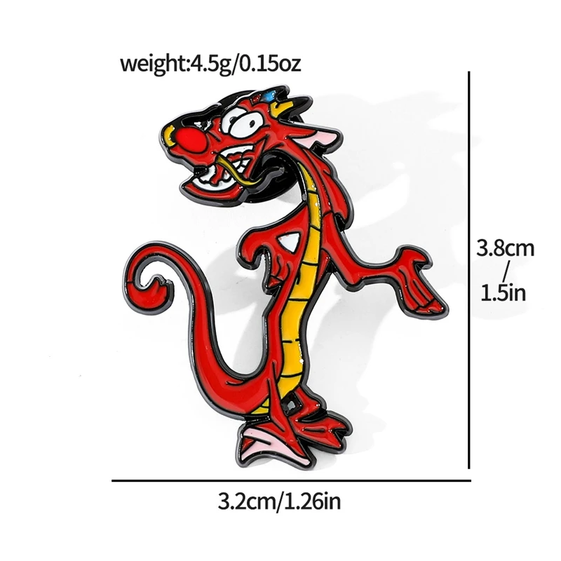 European and American cartoon characters,metal badges Mulan wood beard dragon alloy brooch accessories, pins decorations gifts