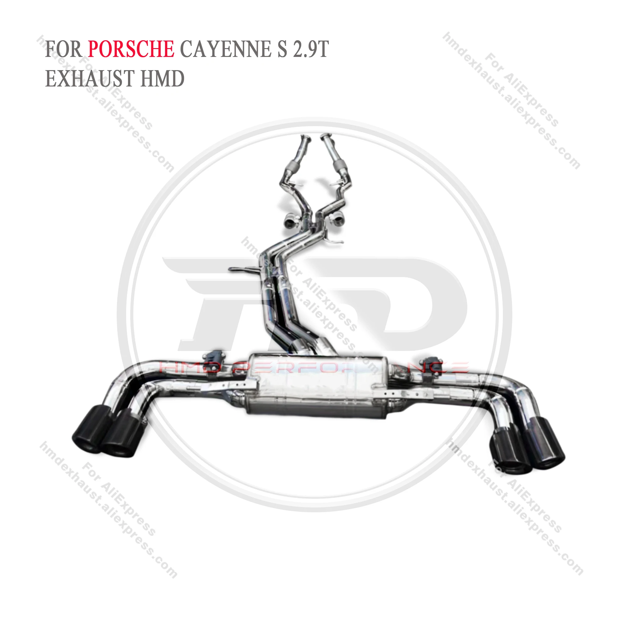 HMD Stainless Steel Performance Exhaust Catback for Porsche Cayenne S 2.9T With Middle Pipe Muffler With Valve