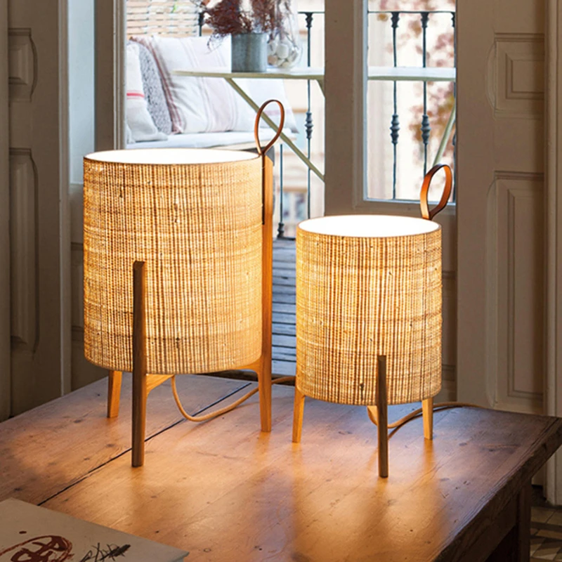 

Modern Wooden Desk Lights Japanese Floor Lamps For Bedroom Home Decoration Living Room Living Room Hotel Fabric Table Lamp