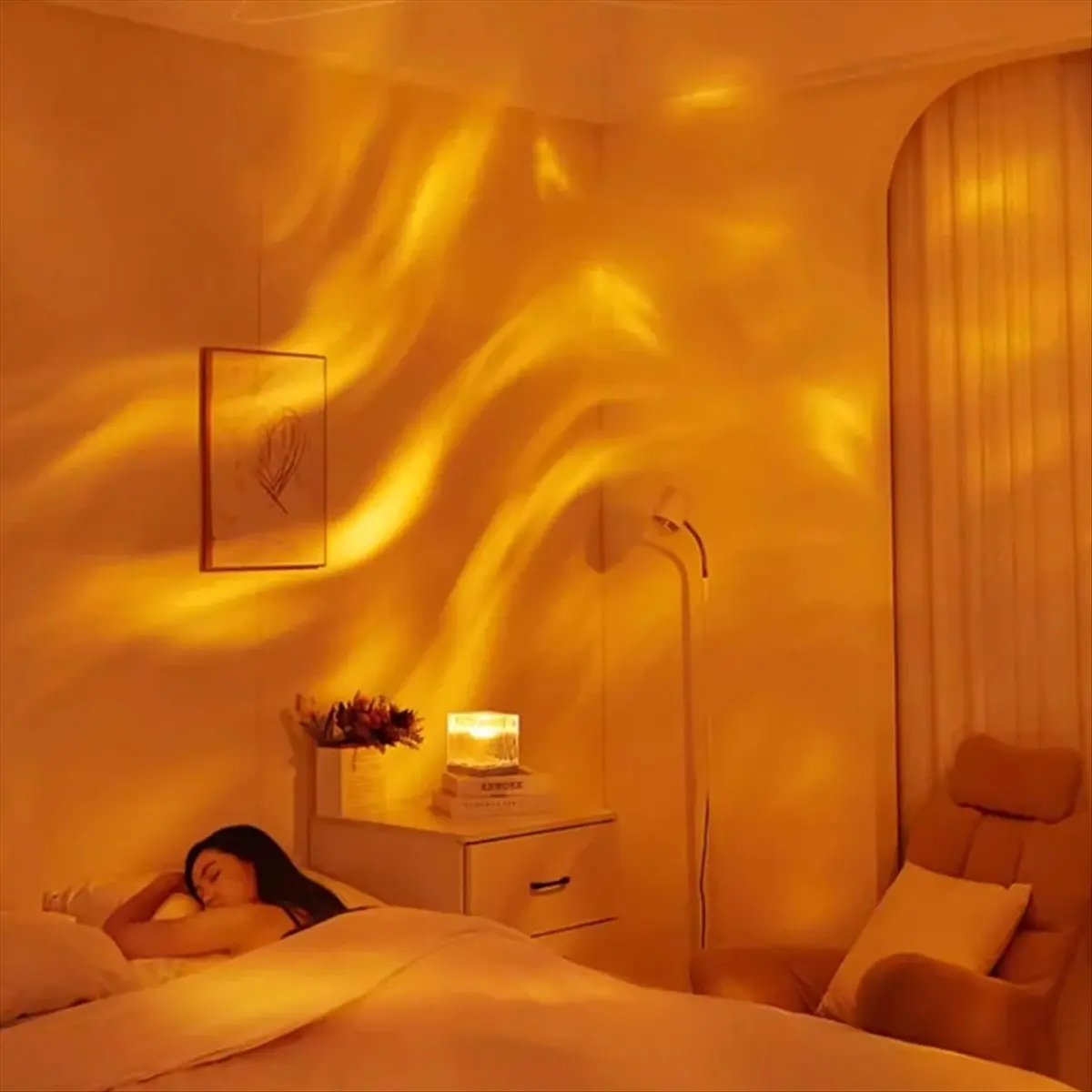 

Lively-17 цветов, динамический вращающийся проектор с водной рябью, ночник, хрустальная лампа для гостиной, кабинета, спальни, атмосферный свет