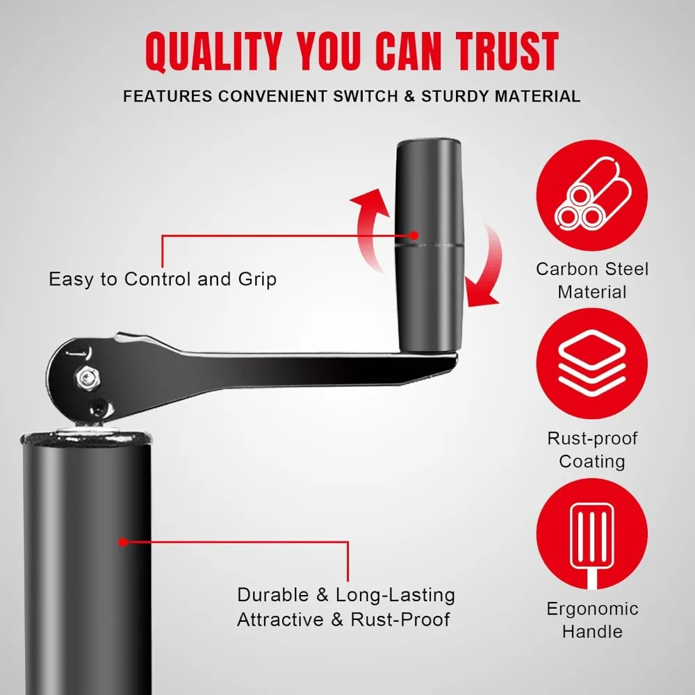 2000LB A-Frame Trailer Jack, 14" Vertical Travel, Top-Wind Handle with Foot Plate for Camper RV