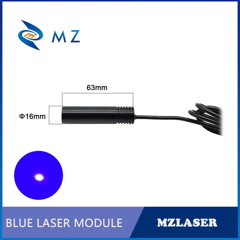 Blue Dot Laser Diode Module Compact D16mm 450nm 5V 10mw 20mw 30mw 50mw Single Mode Industrial Grade Laser With Adapter Supply