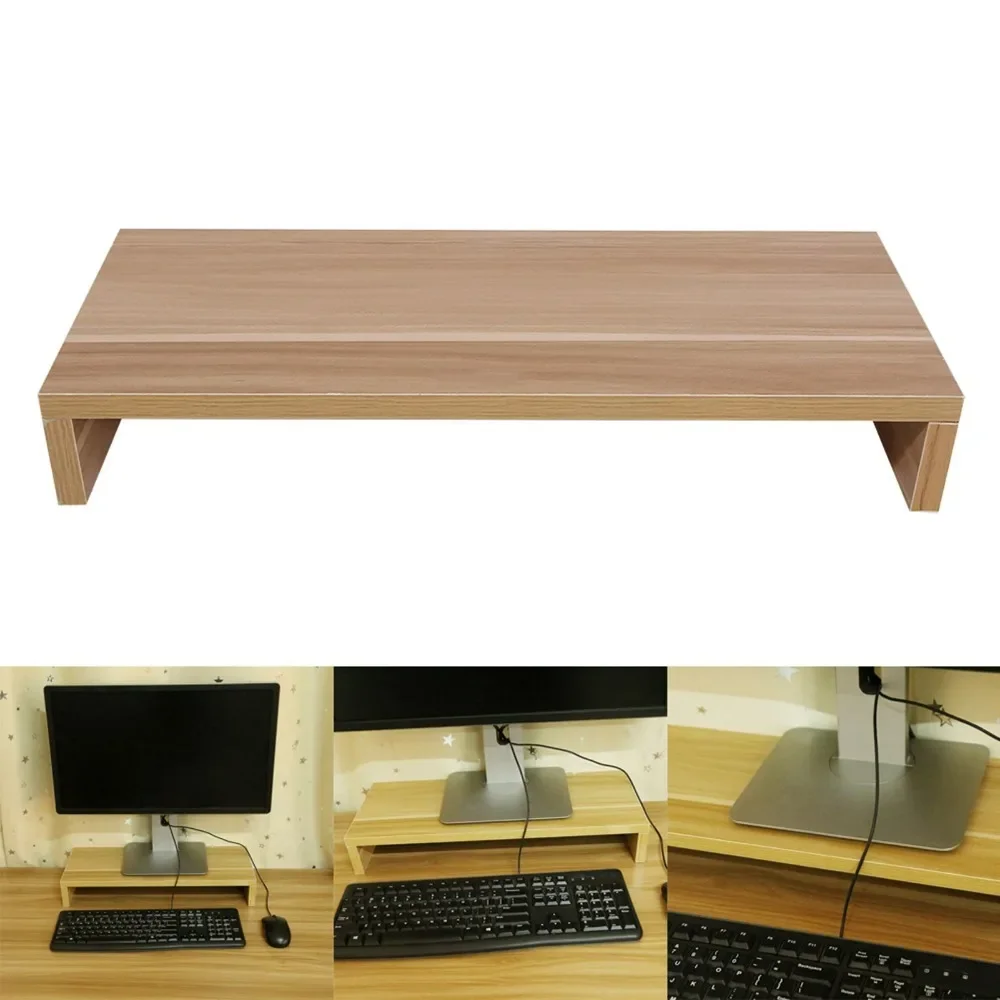 Wooden Monitor Stand PC LED LCD Computer Monitor Riser Desktop Organizer Display Bracket Wooden Computer Desks