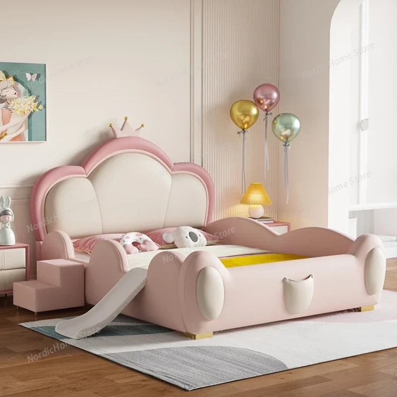 Master Nordic Wood Bed Bases Frames Kids Cute Girl Modern Luxury Children Bed Multifunctional Princess Lit Deux Place Furniture
