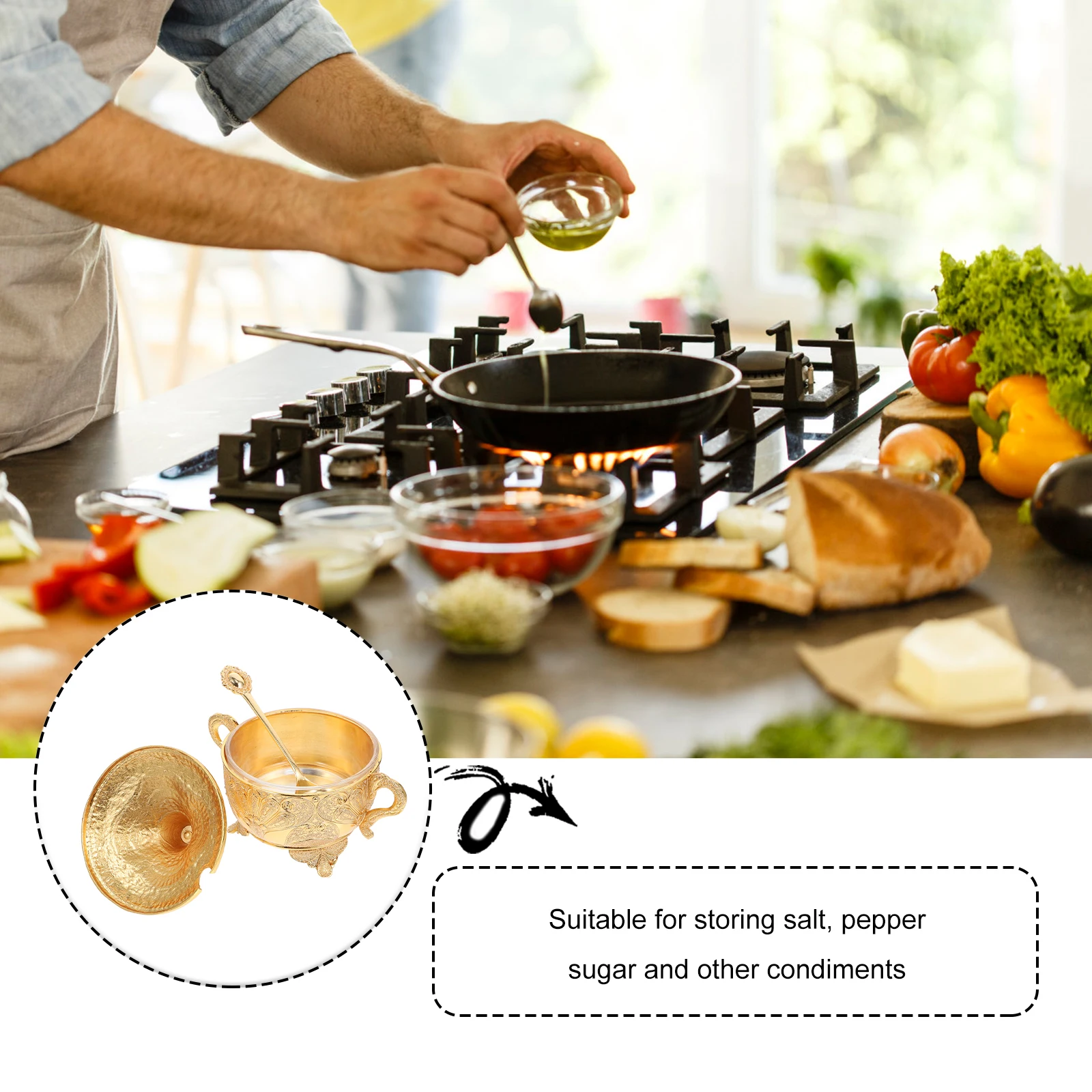 

Spice Jar Seasoning Container Alloy Kitchen Condiment Jars Storage Containers Golden Boxes