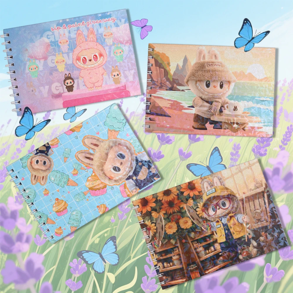 

4 spiral coloring books, coloring books of cute creatures for teenagers - unique covers, relaxing space for cozy decompression
