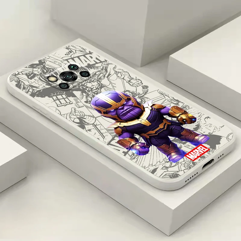 Capa de telefone dos desenhos animados Marvel Thanos Loki Capa de silicone líquido para Xiaomi POCO F5 F4 F3 Pro GT X5 X4 X3 Pro NFC M4 M3 Pro