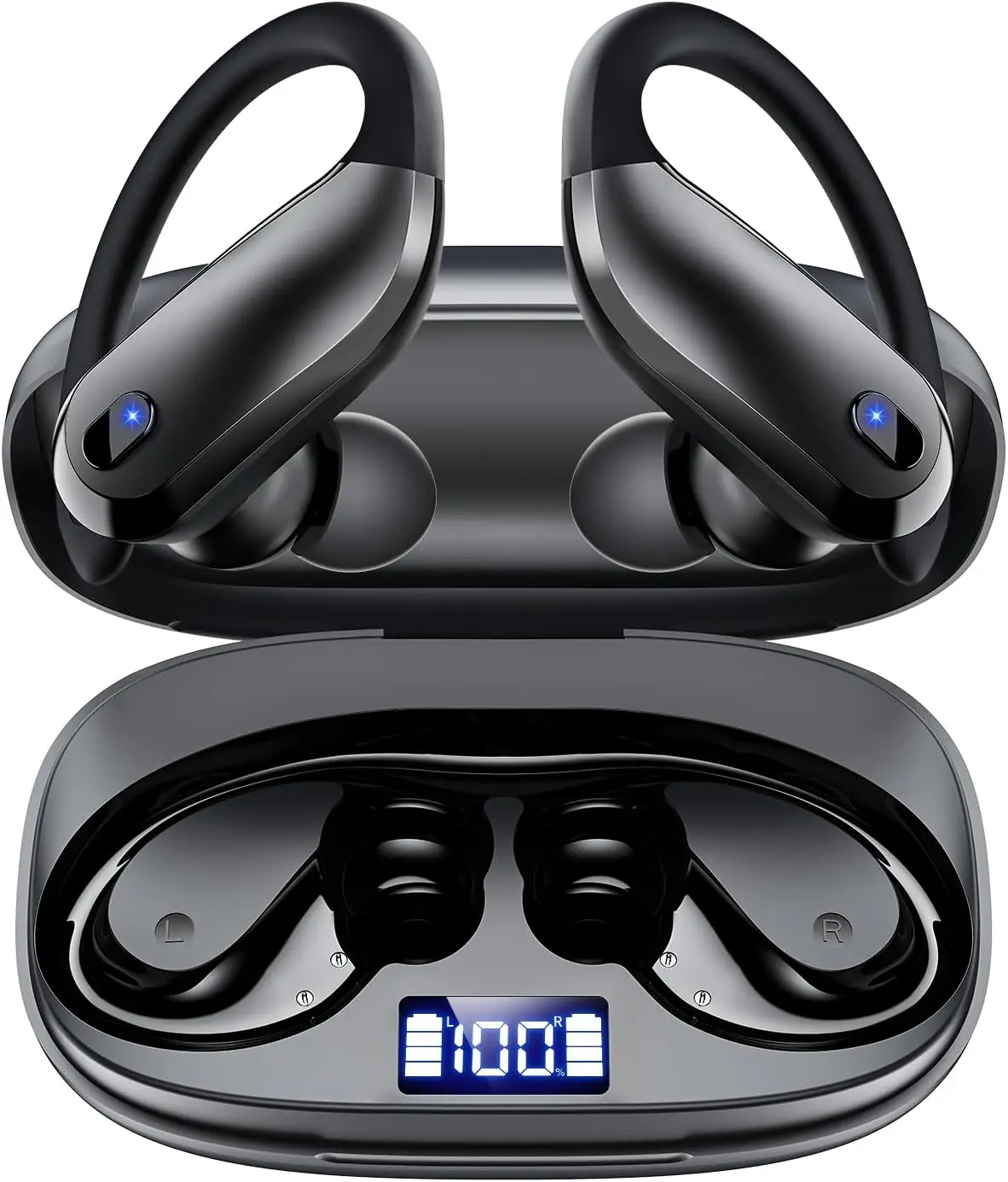 

Беспроводные наушники Bluetooth 5.3, спортивные, 80 часов работы, водонепроницаемые IPX7, легкие, с шумоподавлением и микрофоном