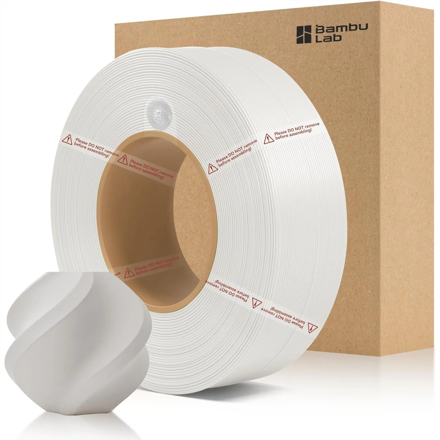 

Bamboo PLA Matte Refill Filament 1.75mm 1 KG 2.2lbs With RFID For 3D Printers Easy To Print No Spool +/-0.03mm Ivory White 11100