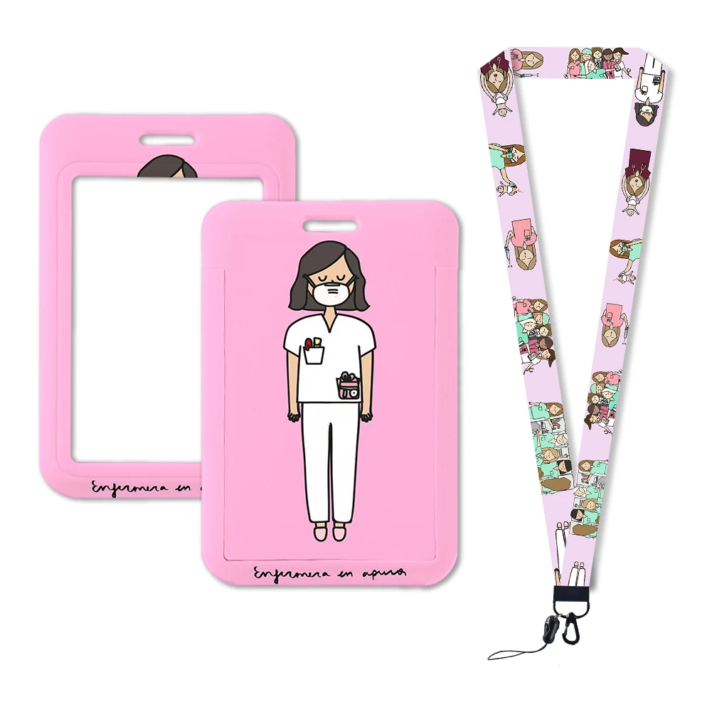 New Arrival Doctor Nurse Hospital Worker Lanyards ID Badge Holder Employee's Card Holders Hang Rope Girls Lanyard Card Case