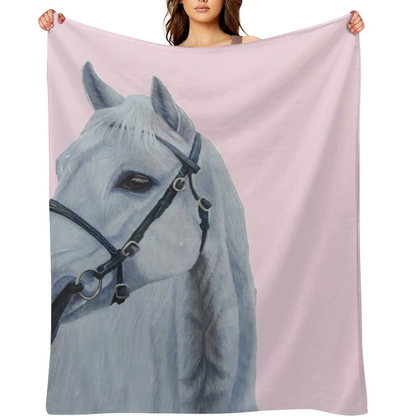 

White horse portrait, Kyneton Moorlight Throw Blanket Blankets Sofas Of Decoration Weighted Moving Softest Blankets