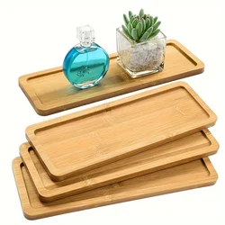 1pc Bamboo Vanity Tray, Rectangular Wooden Bathroom Accessories, Over Toilet Tank Organizer