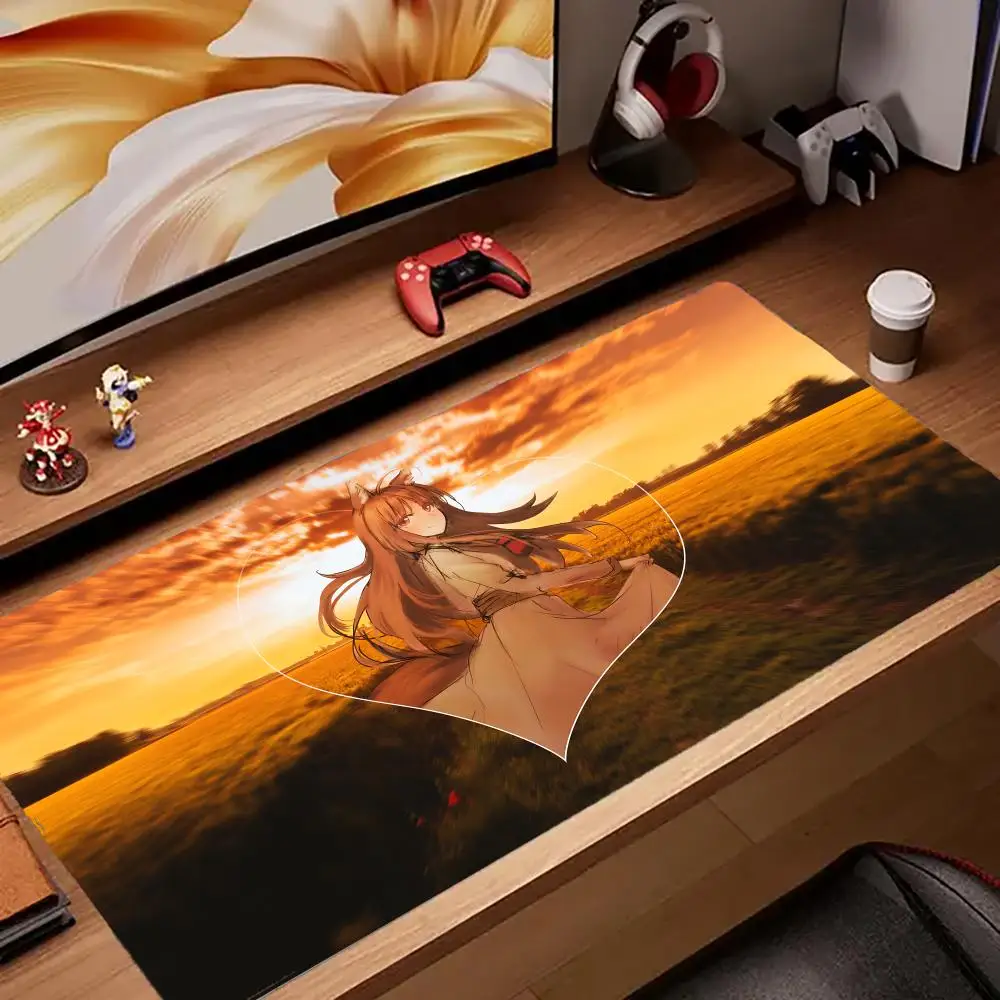 

Коврик для мыши Spice And Wolf Коврики для клавиатуры, резина Kawai, нескользящий настольный коврик, XXL90x40 см