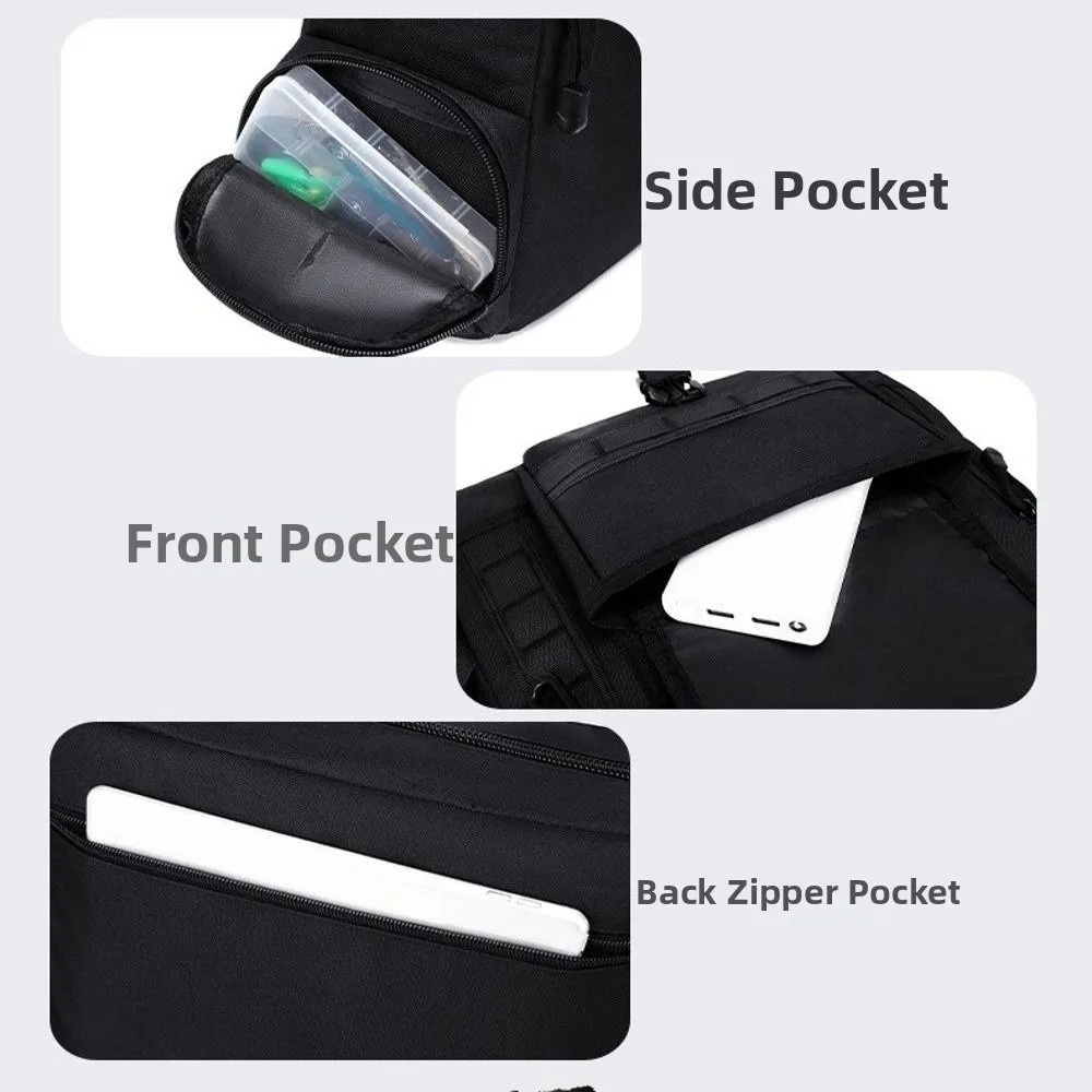 Oxford Cloth Messenger Bag Adjustable Strap Zipper Closure Laptop Satchel Multi Pocket Buckle Closure Multi Pocket Bag Travel