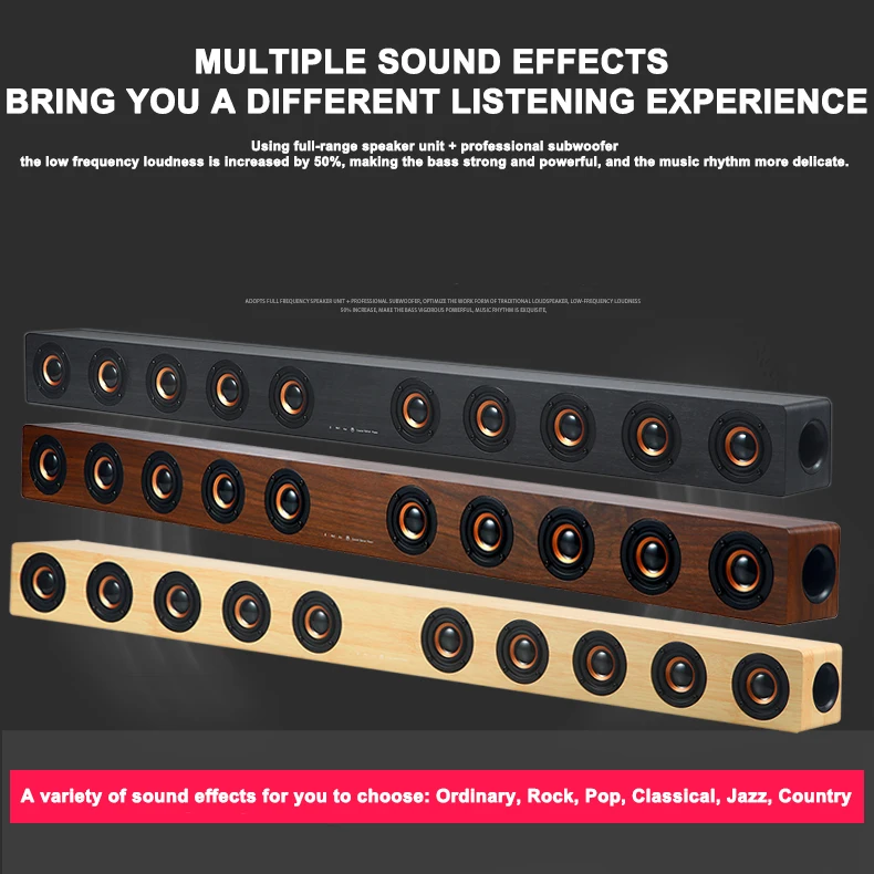 شريط صوت للتلفزيون مقاس 39.5 بوصة مع مضخم صوت 2.1 لبطاقة صوت للتلفزيون المحوري/البصري/Aux/USB/TF مع صوت محيطي قابل للتعديل EQ #2