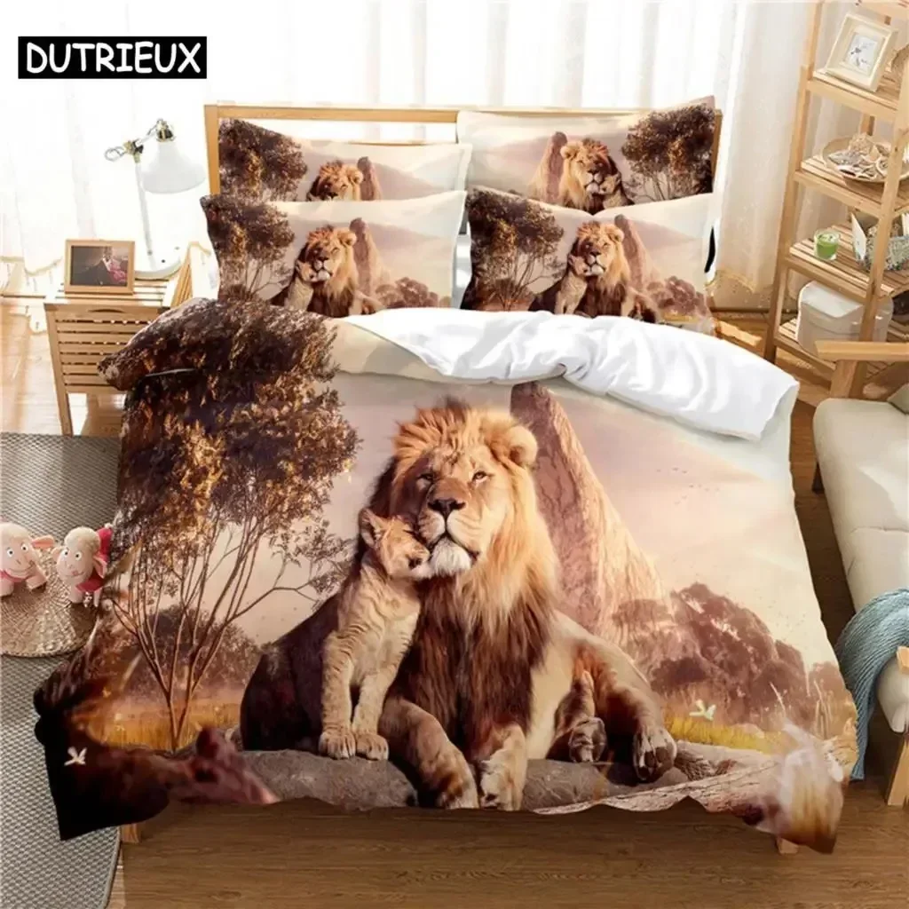 Deep Lion Comfortable Duvet Quilt Cover Pillowcase Bedding Set Children Bedroom Decoration Home Textile